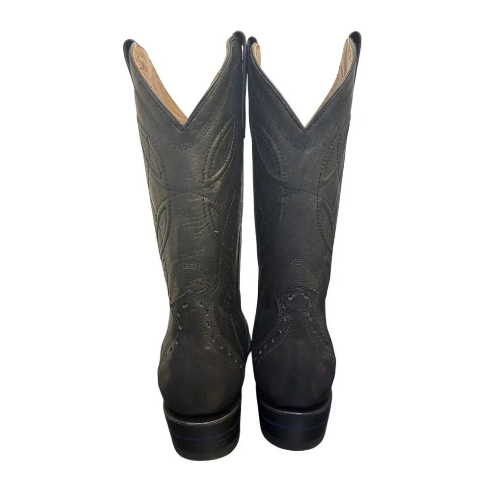 Alvies Black Leather Western Cowboy Boots Size 9 - Picture 4 of 9